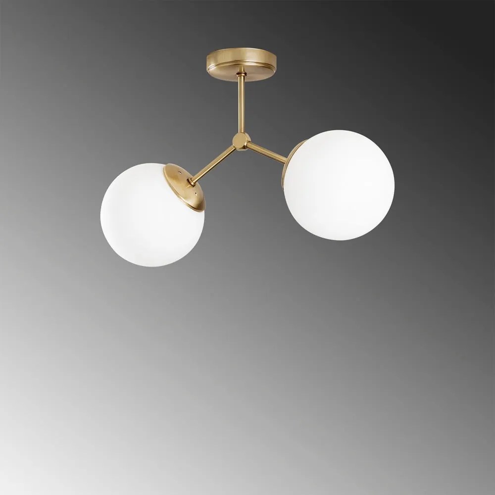 Biała/w kolorze mosiądzu lampa sufitowa ze szklanym kloszem 15x44 cm Damar – Opviq lights