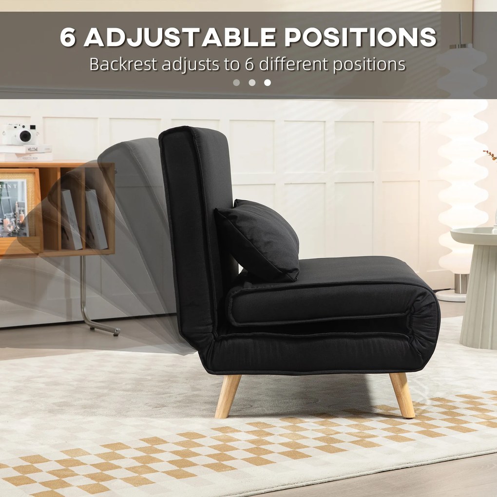 HOMCOM Fotel relaksacyjny z funkcją łóżka dla jednej osoby nowoczesny design do 350 kg czarny | Aosom PL