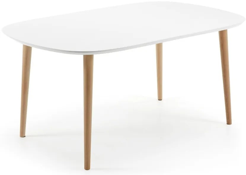 Biały rozkładany stół z białym blatem 100x160 cm Oqui – Kave Home