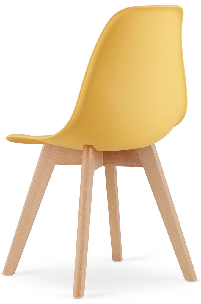 Musztardowe krzeslo KITO z bukowymi nogami