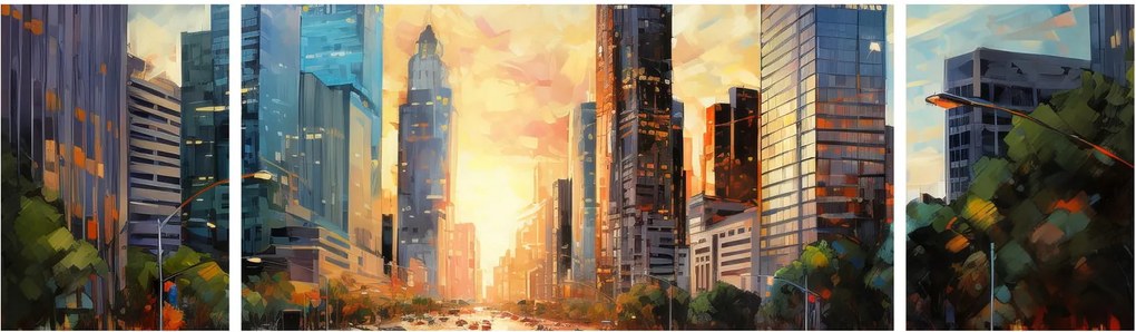 Obraz - Malowanie miasta (170x50 cm)