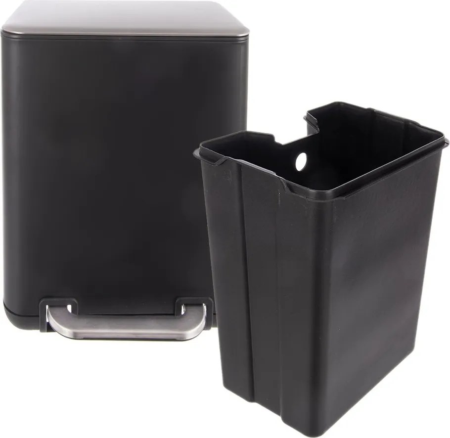 Czarny kosz na śmieci z pedałem ze stali nierdzewnej 6 l Black – Orion