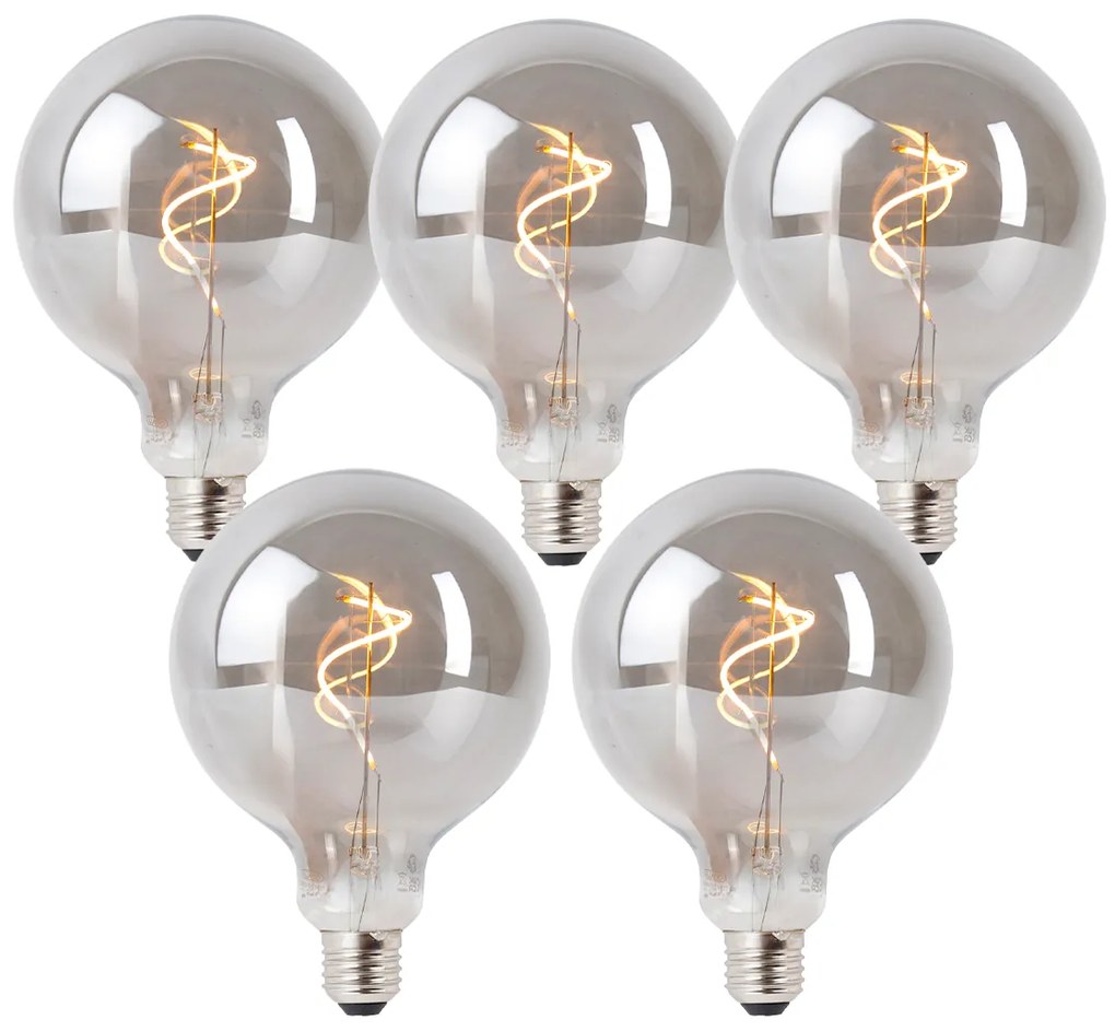 Zestaw 5 Ściemnianych Żarówek LED E27 Dymione G125 4W 130 lm 1900K