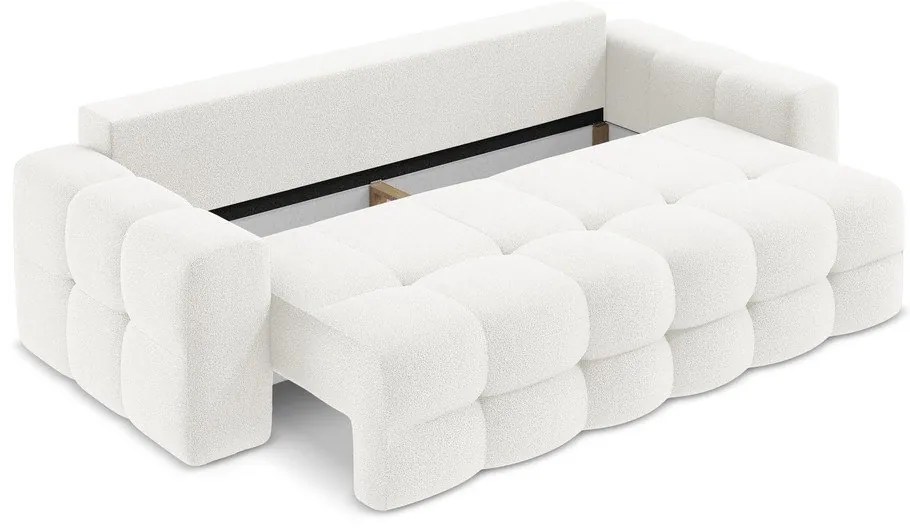 Biała rozkładana sofa z materiału bouclé 255 cm Milu – Makamii
