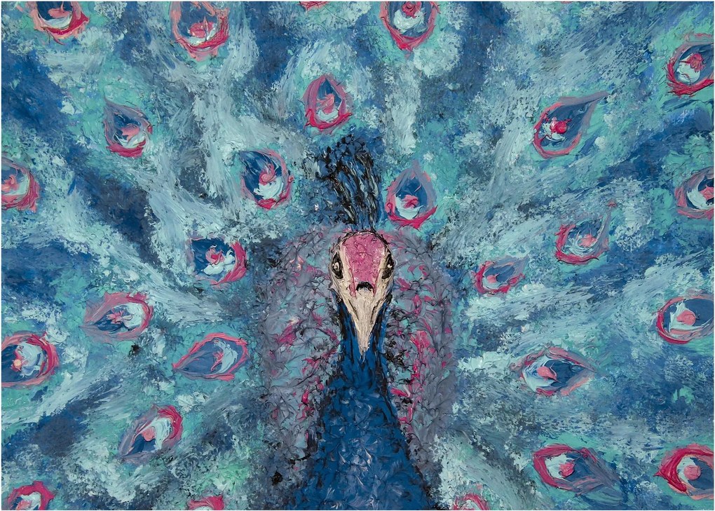 Obraz namalowanego pawia (70x50 cm)