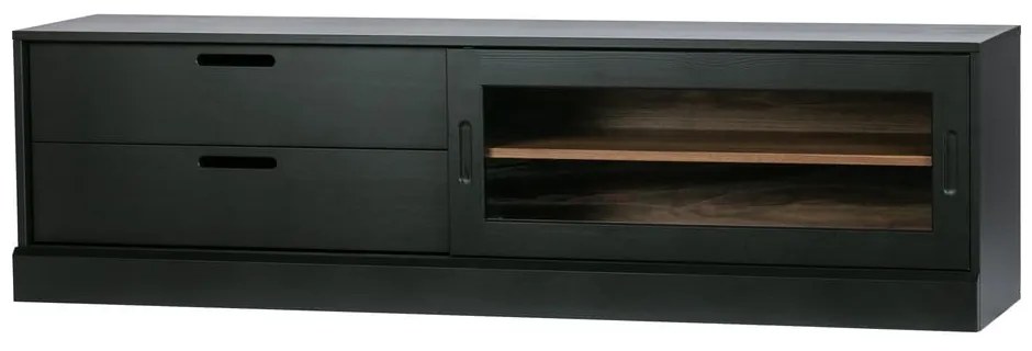 Czarna szafka pod TV z litego drewna sosnowego 180x50 cm James – WOOOD