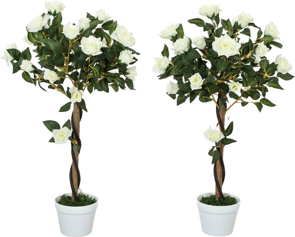 Outsunny Sztuczny krzew, Sztuczna roślina w doniczce cementowej, sztuczna roślina