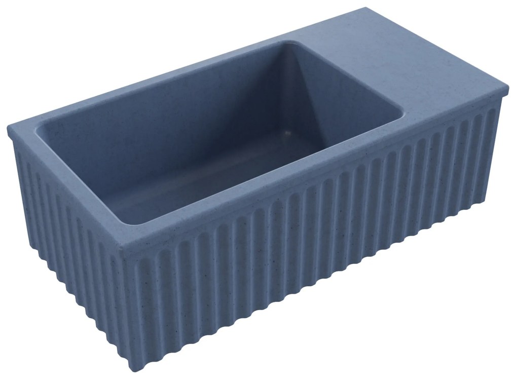 Umywalka betonowa ryflowana nablatowa / wisząca prostokątna 60 x 30 cm WELLE | różne kolory : Kolor - Jagodowy, Typ montażu - nablatowa