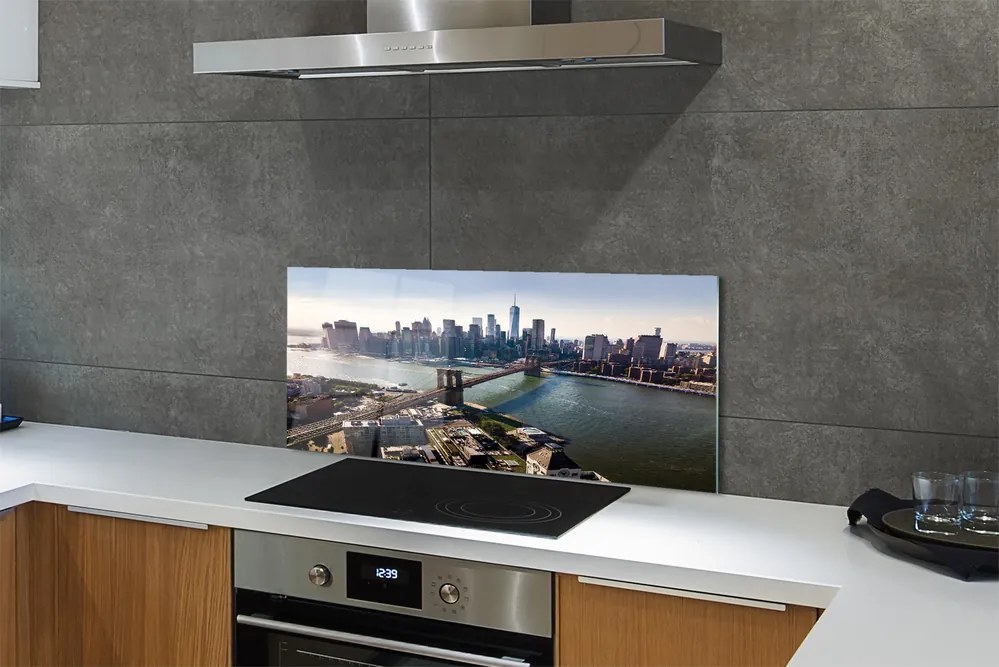 Panel szklany do Kuchni Architektura Miasta: Most i Wieżowce