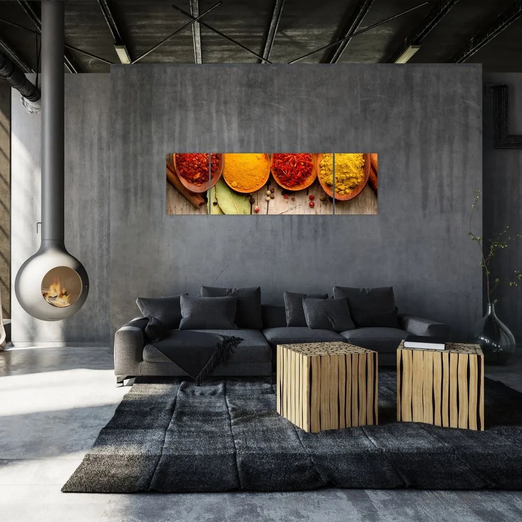 Obraz - Przyprawy na drewnie (170x50 cm)