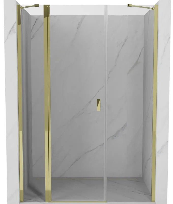 Mexen Mist drzwi prysznicowe uchylne 145 cm, transparent, złote - 8A4-145-001-50-00