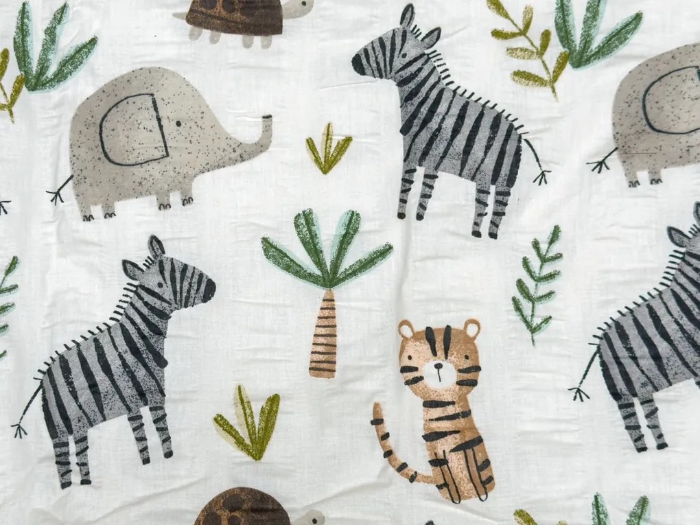 PrzytulneMieszkanie.pl PrzytulneMieszkanie.pl Pościel krepa do łóżeczka Renforcé JUNGARI kremowa Rozmiar pościeli: 45 x 65 cm | 90 x 140 cm