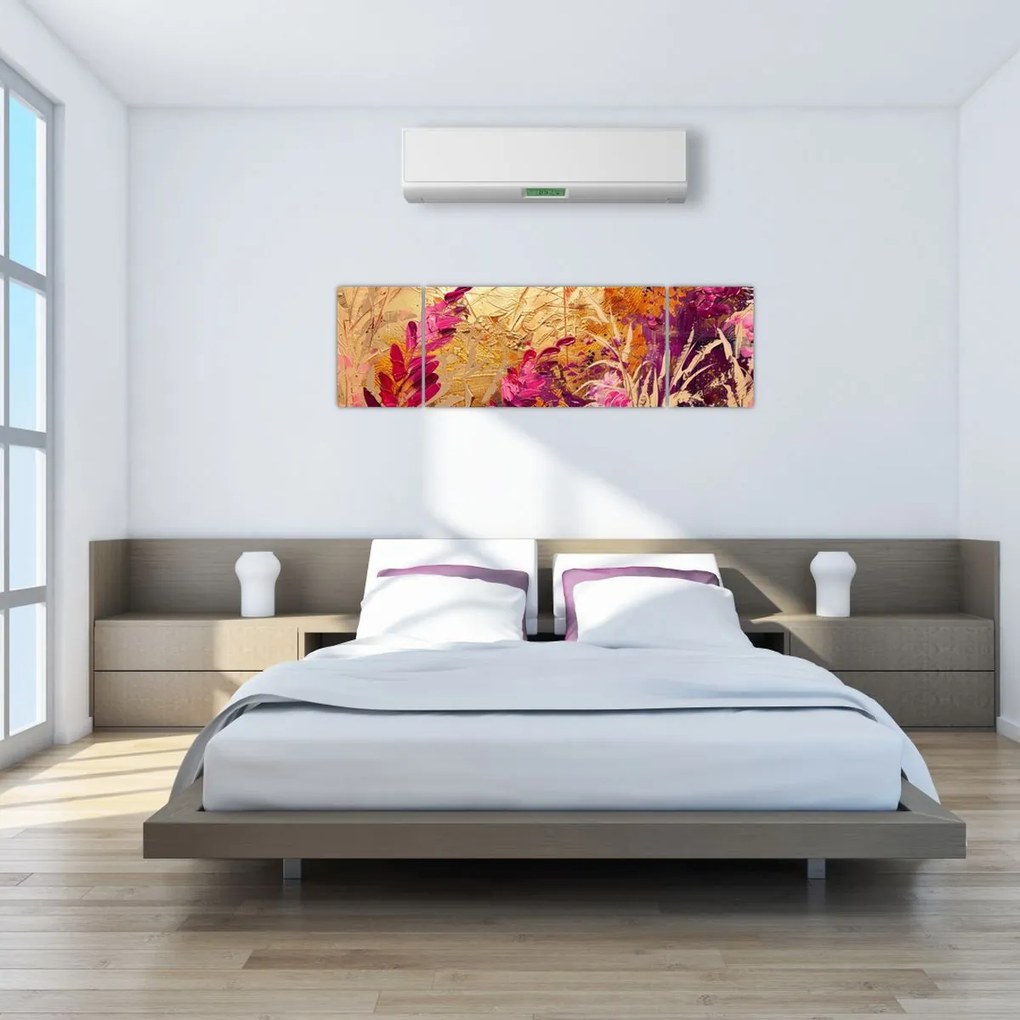 Obraz - Abstrakcyjny obraz kwiatów II. (170x50 cm)