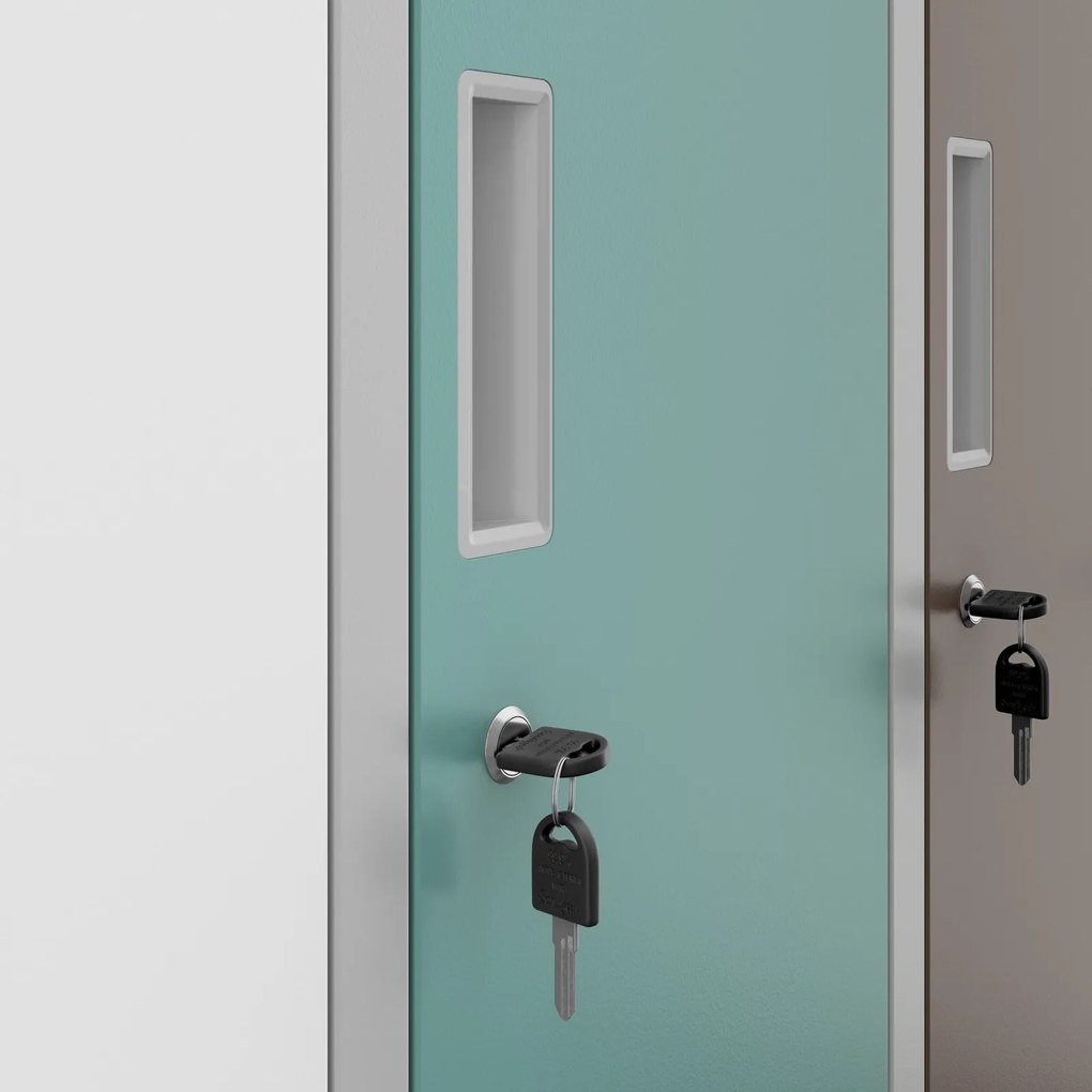 Pastelowa szatnia szkolna 10-skrytkowa Bartuś 136x45x150 cm