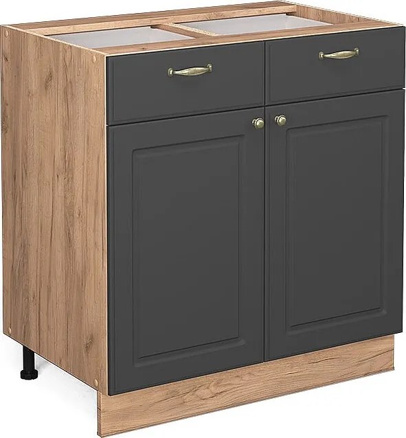 Szafka dolna do kuchni antracytowo-złoty 80x51.6x82 fame-line