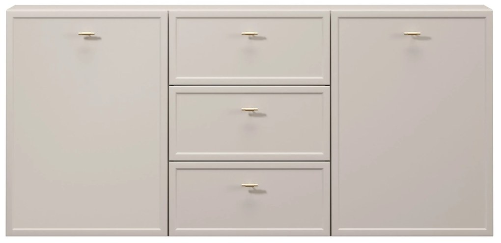 Komoda wisząca Lorini 150 cm z szufladami - kaszmir / złote uchwyty T-bar