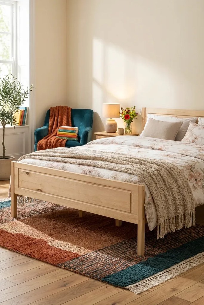 Drewniane łóżko z naturalnej sosny 120x200 W9-C81