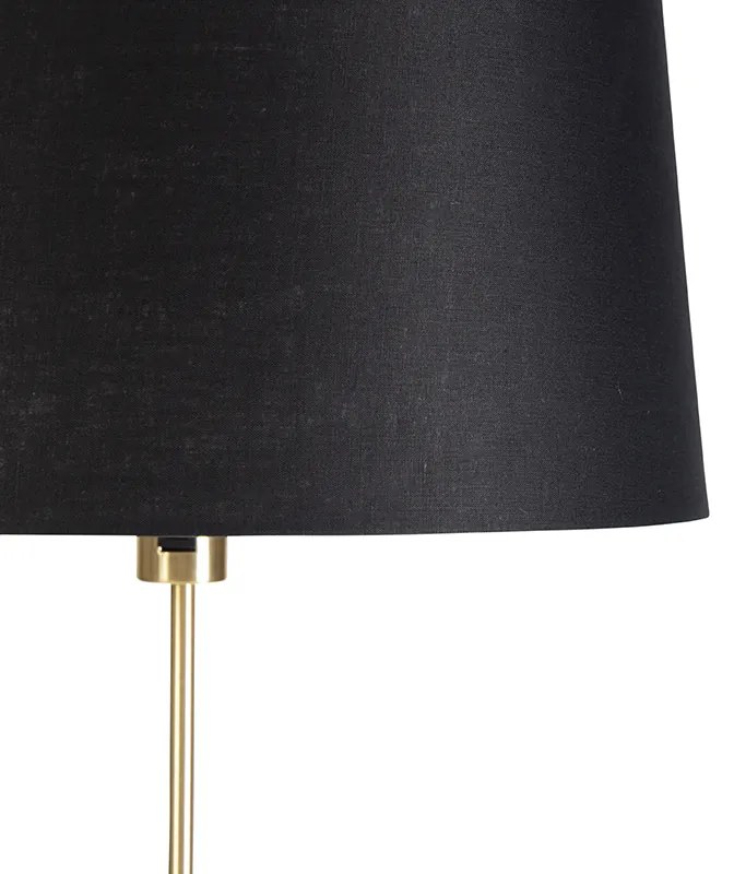 Lampa stojąca złota/mosiężna z czarnym abażurem lnianym 45 cm - Parte Nowoczesny Oswietlenie wewnetrzne