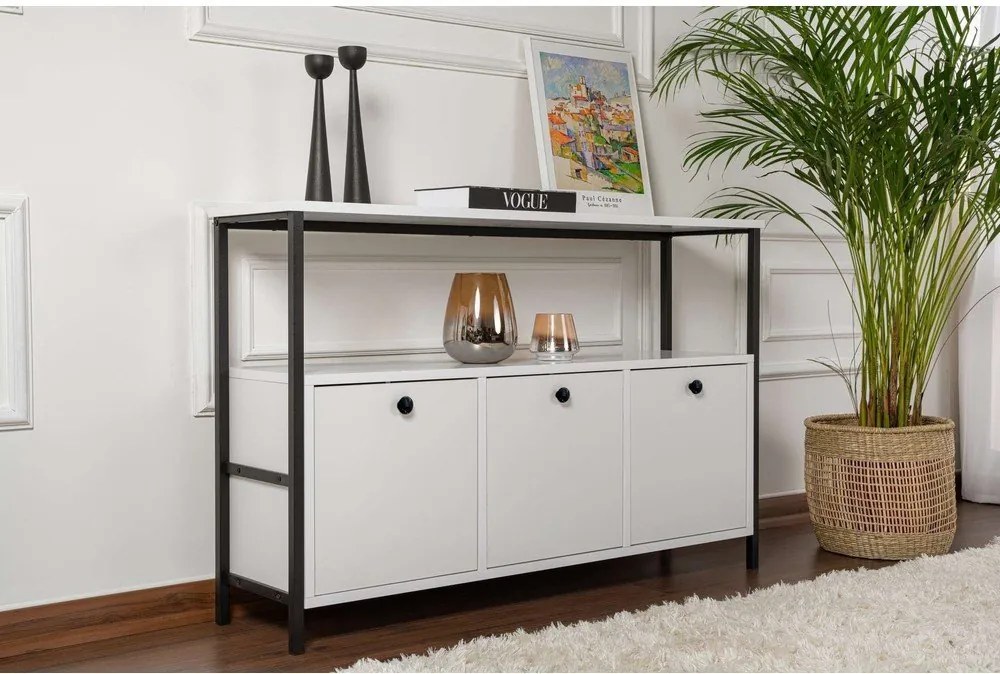 Biała konsola z matowym wykończeniem 29,5x120 cm Solace – Kalune Design