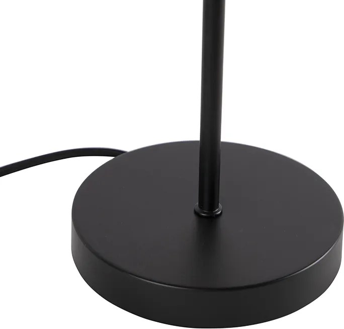 Designerska lampa stołowa czarna z przydymionym szkłem na stojaku - Dome