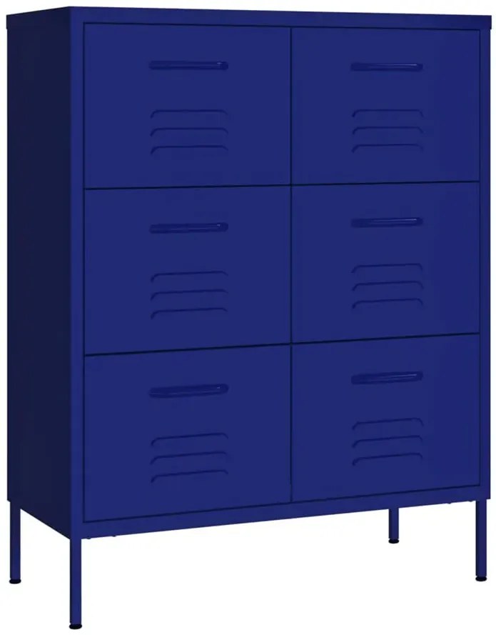 Granatowa stalowa szafka z 6 szufladami L2-R61