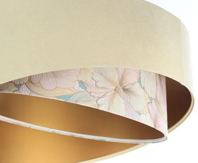Jasnobeżowa lampa wisząca welurowa H5-F04