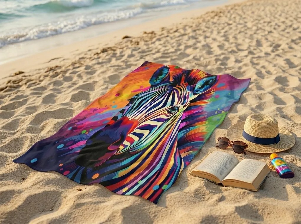 Ręcznik plażowy XL szybkoschnący ZEBRINA kolorowy 100 x 180 cm, 100% mikrofibra