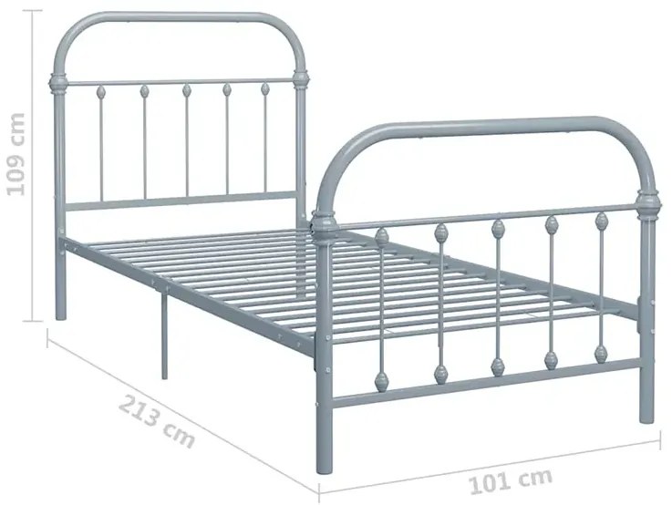 Szare metalowe łózko pojedyncze 90x200 cm - Etiosa