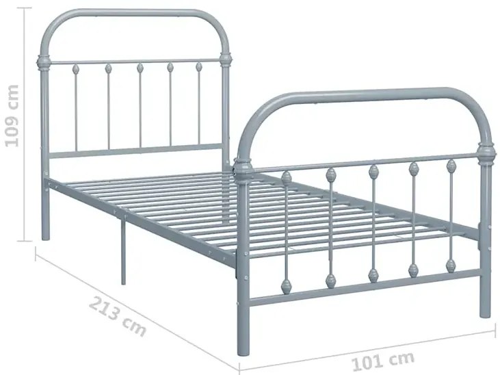 Szare metalowe łózko pojedyncze 90x200 cm N9-Z76