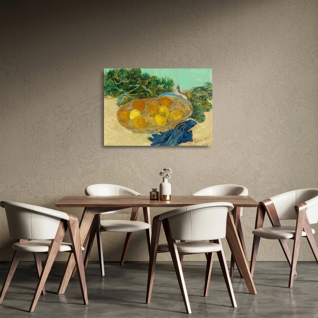 Obraz na szkle - Vincent van Gogh, Still Life of Oranges and Lemons with Blue Gloves, reprodukcje (70x50 cm)