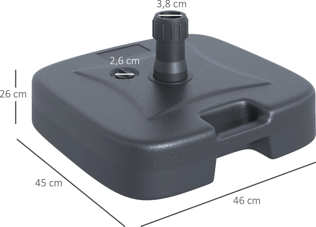 Outsunny Podstawa Do Parasola Ogrodowego Wypełniana Do 30kg Czarna Stabilna i Trwała Idealna Do Ogrodu | Aosom PL