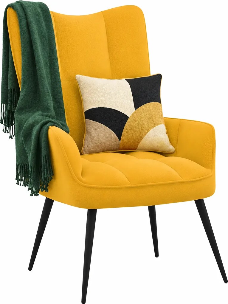 Musztardowy Pikowany Fotel Wypoczynkowy K5-D89