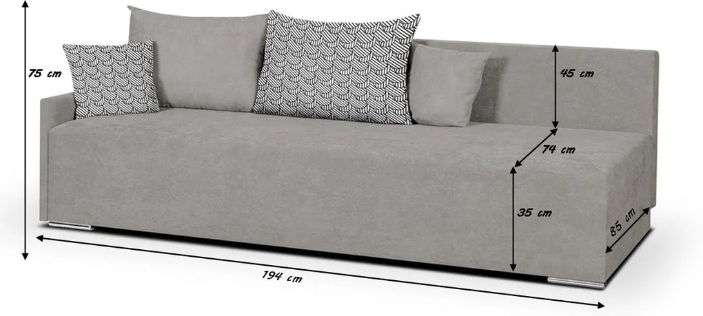 Kanapa 3 os z funkcją spania STAR Różowy