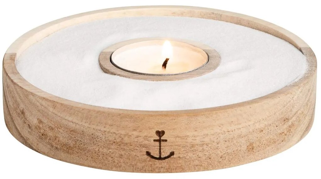 Świecznik ANCHOR z drewna i piasku