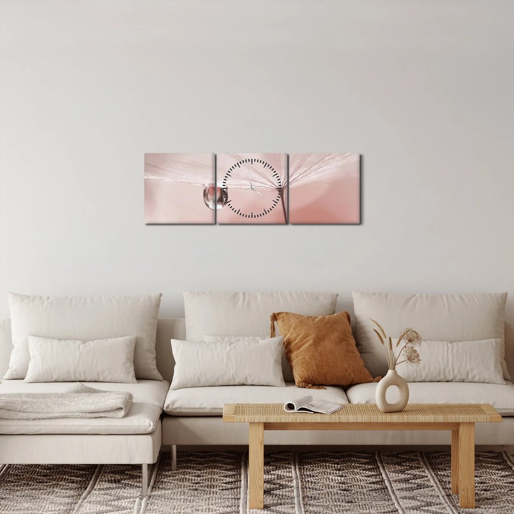 Obraz - Kropla rosy (z zegarem) (90x30 cm)