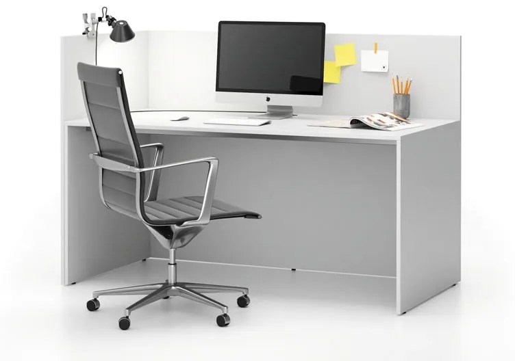 Zestaw mebli biurowych single z parawanem SEGMENT, lewy, biały/biały