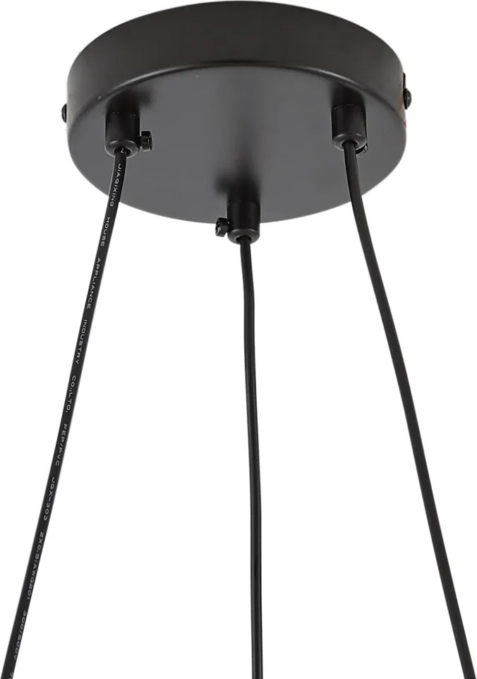 Lampa wisząca czarna z dymionym i bursztynowym szkłem okrągła 8-punktowa - Monaco