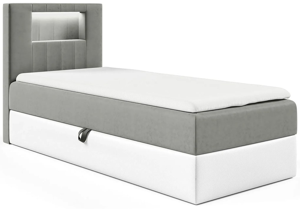 Szare łóżko pojedyncze z oświetleniem LED 3 rozmiary - Fenarro