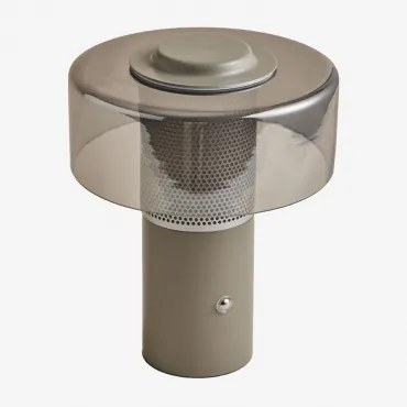 Bezprzewodowa Lampa Stołowa Led Do Użytku Zewnętrznego Ze Szkła I Żelaza Elfriede Jasnoszary Taupe - Sklum