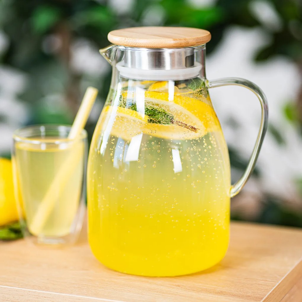 4Home Dzbanek szklany z pokrywką Bamboo Hot&Cool, 1,7 l