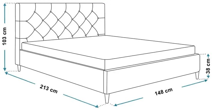 Podwójne łóżko z materacem i zagłówkiem 140x200 Colette Tida 14X