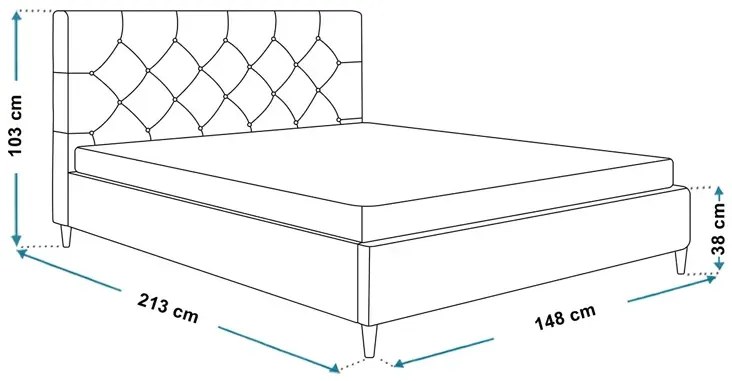 Podwójne łóżko z materacem i zagłówkiem 140x200 Sobral - 36 kolorów