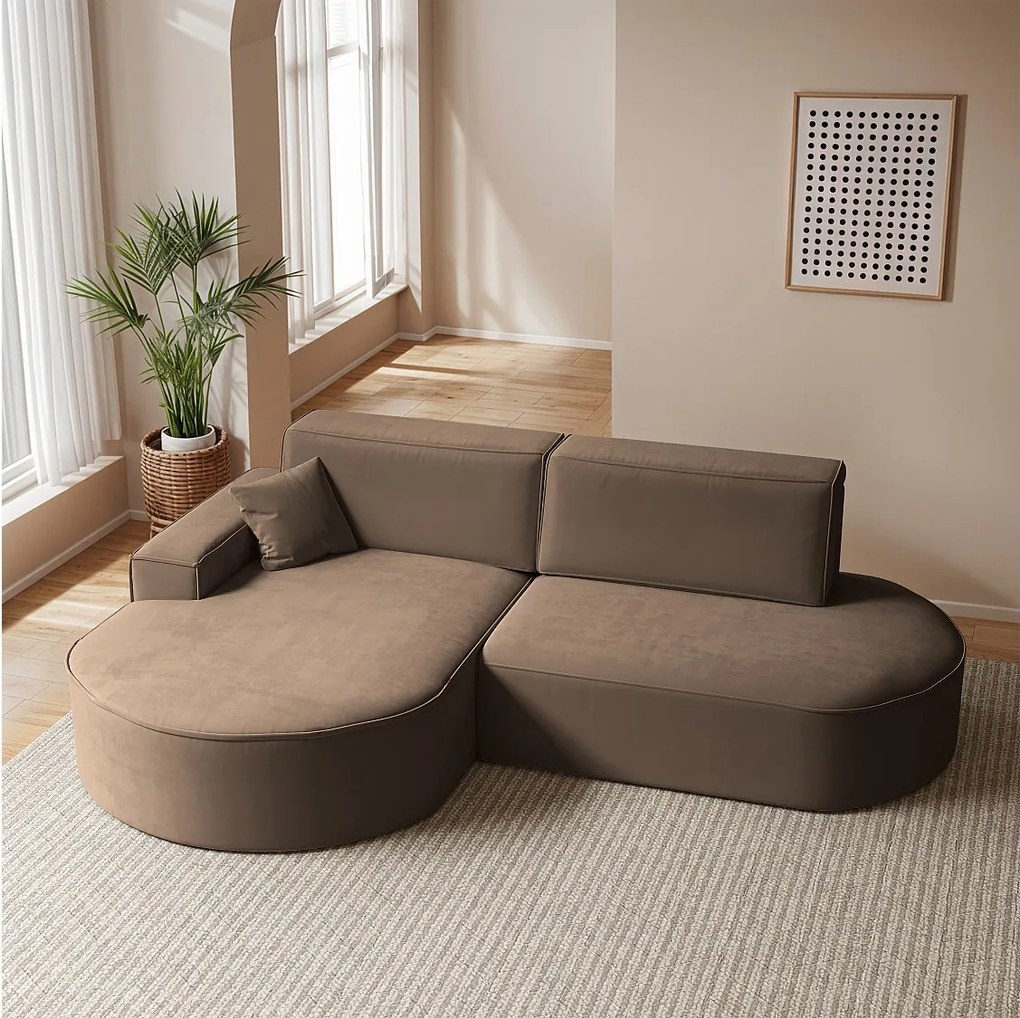 Narożnik Modena Pro, tkanina Salvador, Ciemnobrązowy, Lewy