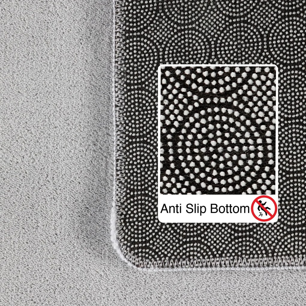 Dywan pluszowy Sky srebrny antypoślizgowy do prania 200 cm x 200 cm  koło