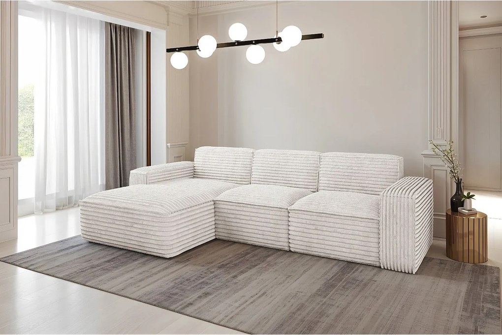 Narożnik w kształcie L Siena, tkanina Velo, Ecru, Lewy