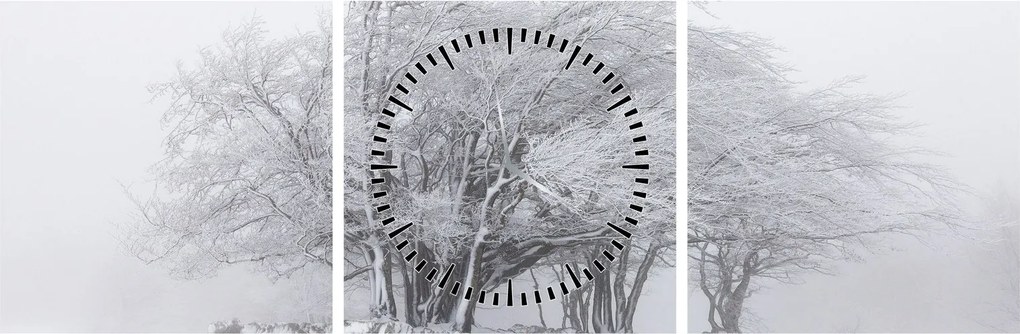 Obraz - Biała zima (z zegarem) (90x30 cm)