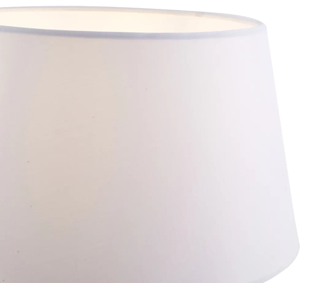Lampa stojąca brązowa z białym kloszem i regulowaną lampką do czytania - Ladas Retro Oswietlenie wewnetrzne