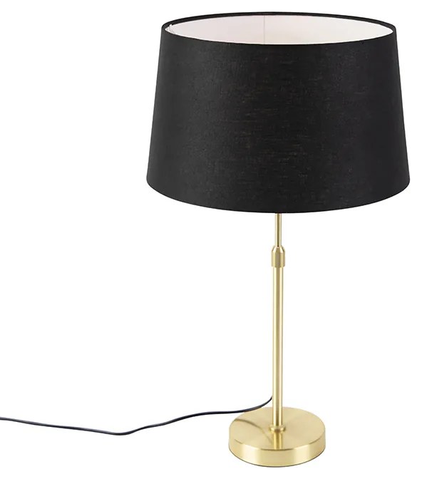 Lampa stołowa złota/mosiężna z czarnym abażurem z lnu 35 cm - Parte