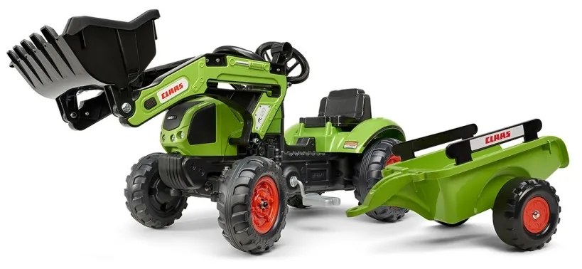 Falk traktor claas z przyczepą i łyżką na pedały