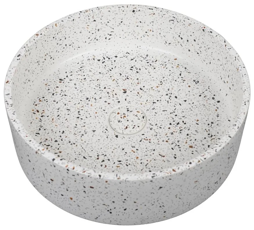 Umywalka okrągła nablatowa z niebieskiego terazzo - 39 cm - DUKAT
